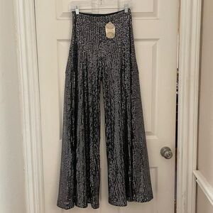Altar’d State Black Sequin Wide-Leg Pants – Size M